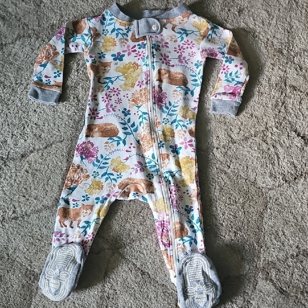 Burt's Bees Baby Multicolor Floral Fox Footie